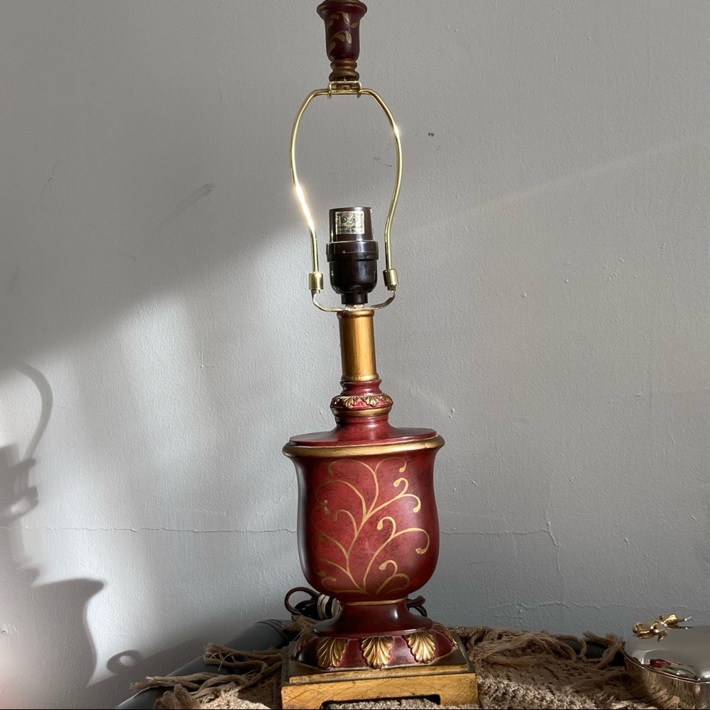 Red table lamp hand painted